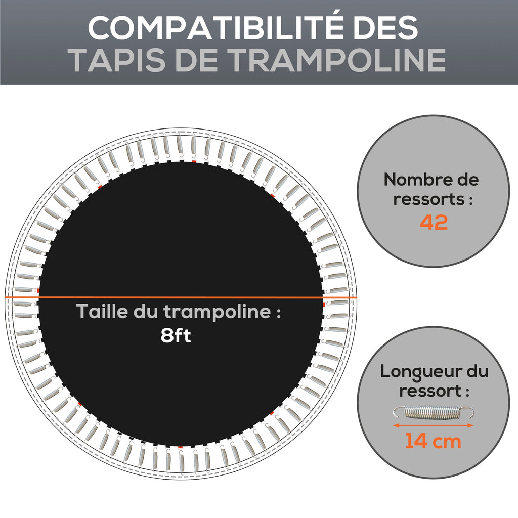 Tapis de rechange pour trampoline tapis de saut de remplacement, compatible trampoline Ø 2,4 m et ressorts de 14 cm-3