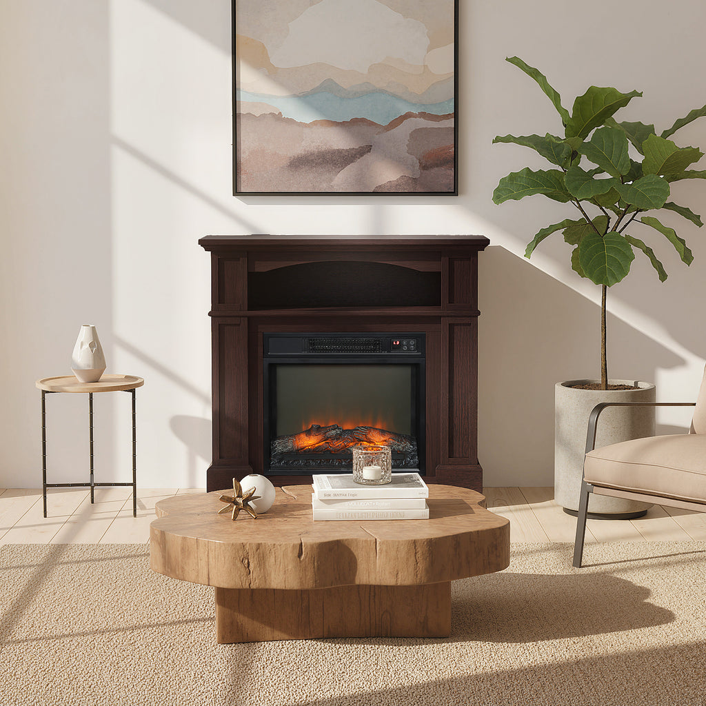 Cheminée électrique effet flammes LED luminosité réglable avec télécommande - 1800 W - 80,5 x 32,3 x 80,5 cm-8