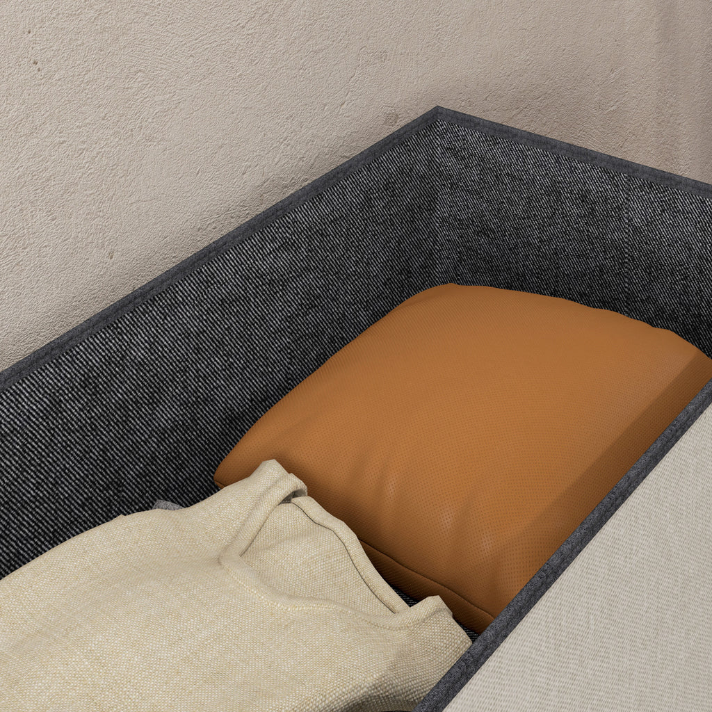 Banc de rangement pouf de rangement pliable bout de lit repose-pieds avec couvercle capitonnée 76L x 38l x 38H cm crème-7