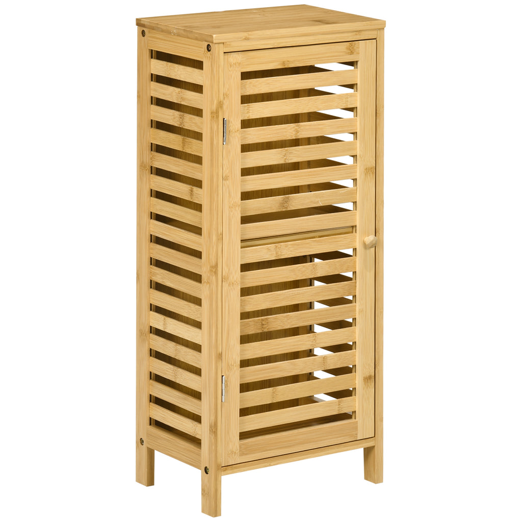 Armoire de salle de bain en bambou 1 étagère réglable design naturel 30 x 19,9 x 70 cm naturel-0