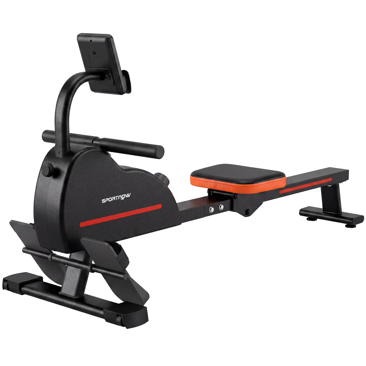 Rameur Musculation d'Appartement Bluetooth Connecté Kinomap & Zwift 16 Niveaux Résistance Silencieux 135x42x72cm Rouge-0
