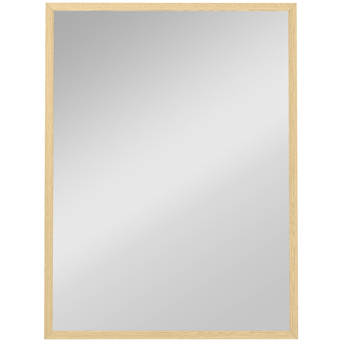 Miroir mural rectangulaire 80 x 60 cm, cadre en bois naturel, idéal pour la salle de bain, salon ou chambre-0