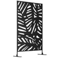 Panneau brise vue décoratif extérieur noir à motif végétal en métal - 122 x 45 x 198 cm-0