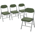 Lot de 4 chaises pliantes chaises de salle à manger portables avec assises et dossiers rembourrés en velours côtelé vert-0