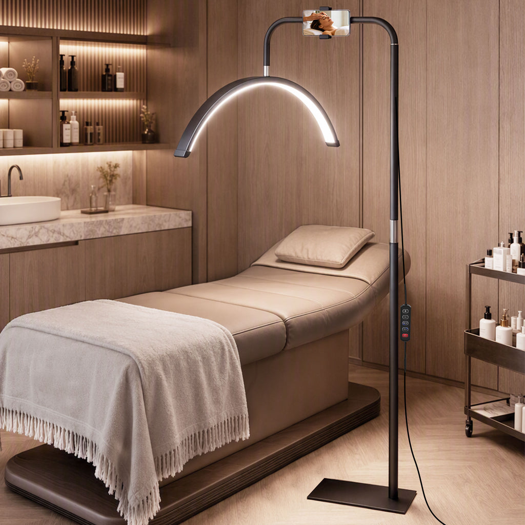 Lampadaire LED demi-lune rotative 350°, lampadaire sur pied salon dimmable 36 W, 7 températures de couleur, noir-1