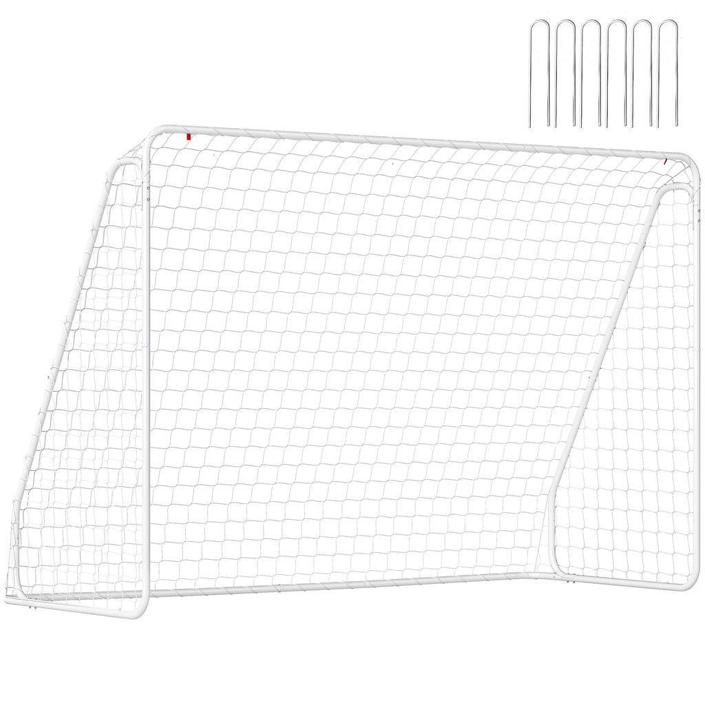 But de football - cage de foot - but d'entrainement dim. 301L x 120l x 200H cm - châssis métal époxy filet PE - piquets inclus - blanc-0
