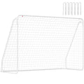 But de football - cage de foot - but d'entrainement dim. 301L x 120l x 200H cm - châssis métal époxy filet PE - piquets inclus - blanc-0