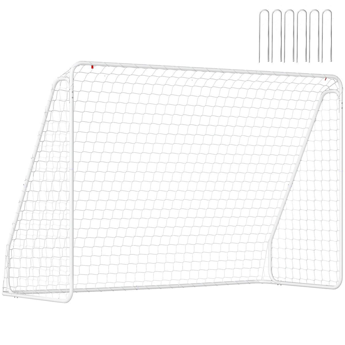 But de football - cage de foot - but d'entrainement dim. 301L x 120l x 200H cm - châssis métal époxy filet PE - piquets inclus - blanc-0