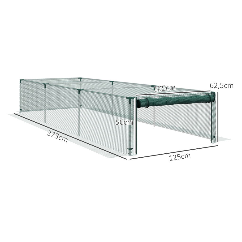 Serre de jardin serre à tomates filet protection porte zippée enroulable HDPE, dim. 125L x 373l x 62,5H cm-2
