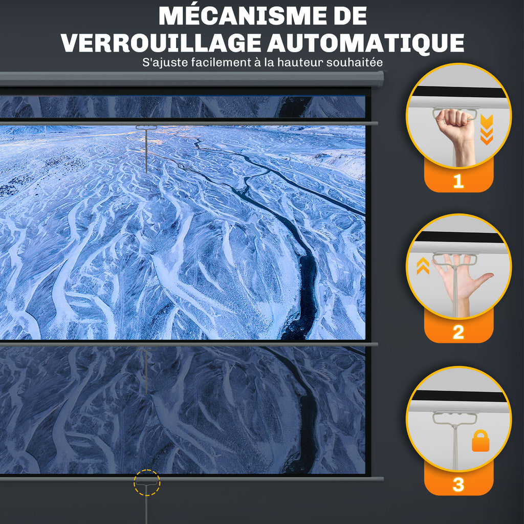 Écran de projection de 84 pouces, écran vidéoprojecteur, 4:3 4K HD, fixation mur ou plafond, 181l x 8P x 138H cm, blanc-7