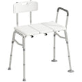 Banc de Transfert Baignoire, Hauteur Réglable à 10 Niveaux, Large Assise, Dossier, Accoudoir, 86x60x89-101cm, Blanc-0