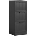 Caisson bureau, meuble rangement bois 3 tiroirs et serrure, barres de suspension réglables, 40 x 40 x 101 cm, noir-0