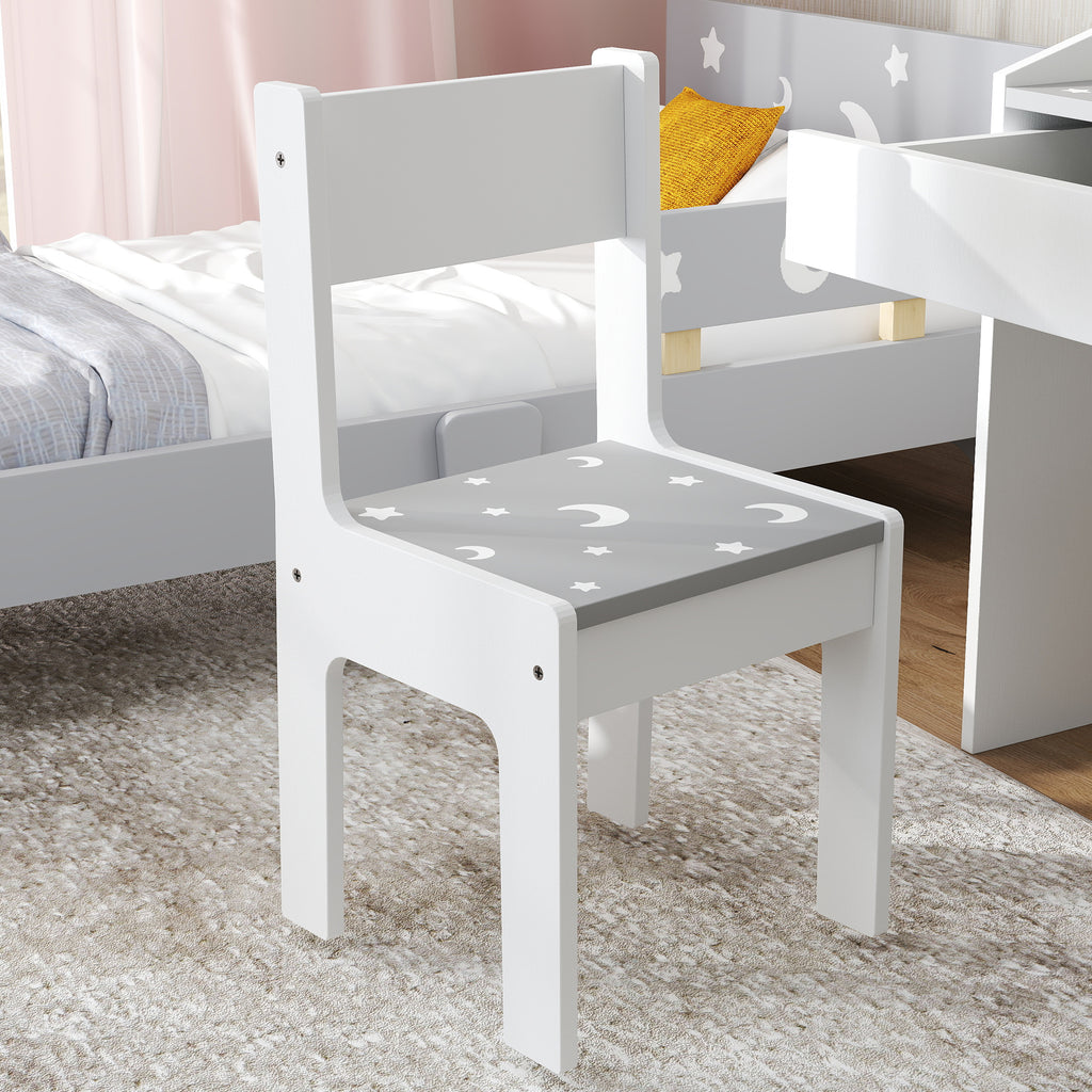 Ensemble Bureau et chaise pour enfants, avec rangement, tiroir coulissant, pour les 3-6 ans, motif étoilé - Gris-8