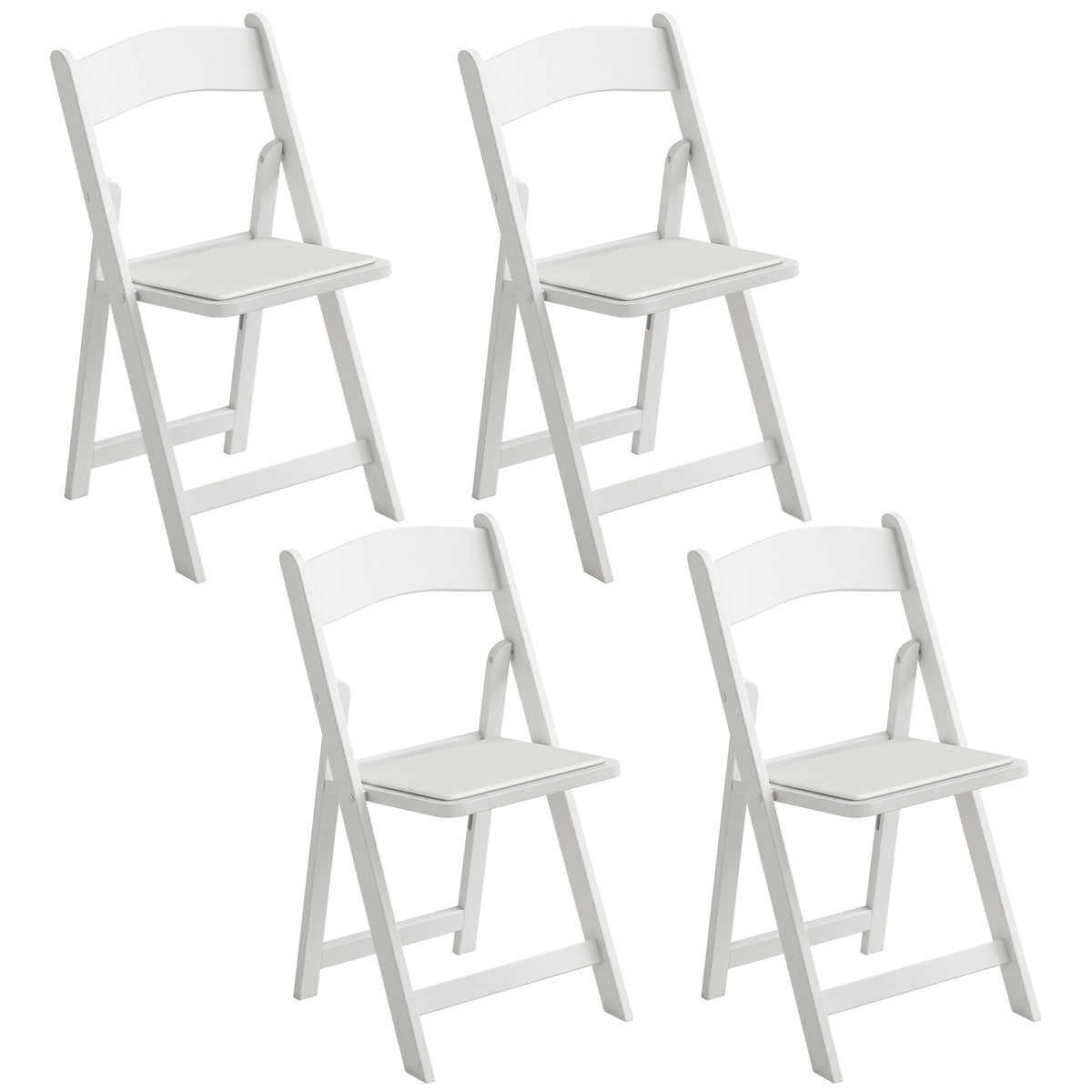 Lot de 4 chaises pliantes en résine et PU, chaises pliantes portables pour intérieur et extérieur, 45x44x78cm, blanc-0