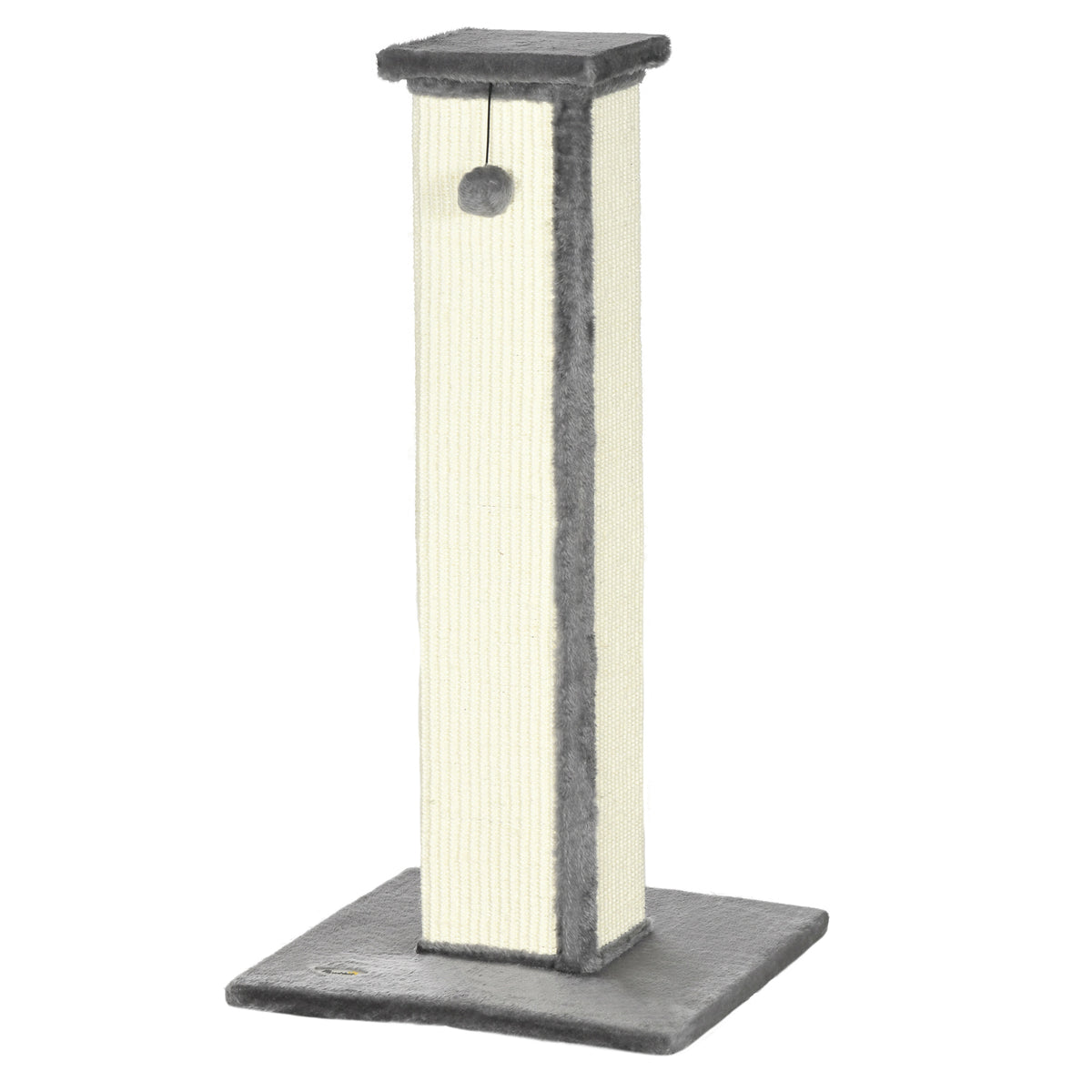 Griffoir pour chat poteau griffoir chat en sisal et peluche, boule suspendue base stable 41 x 41 x 81 cm gris et crème-0