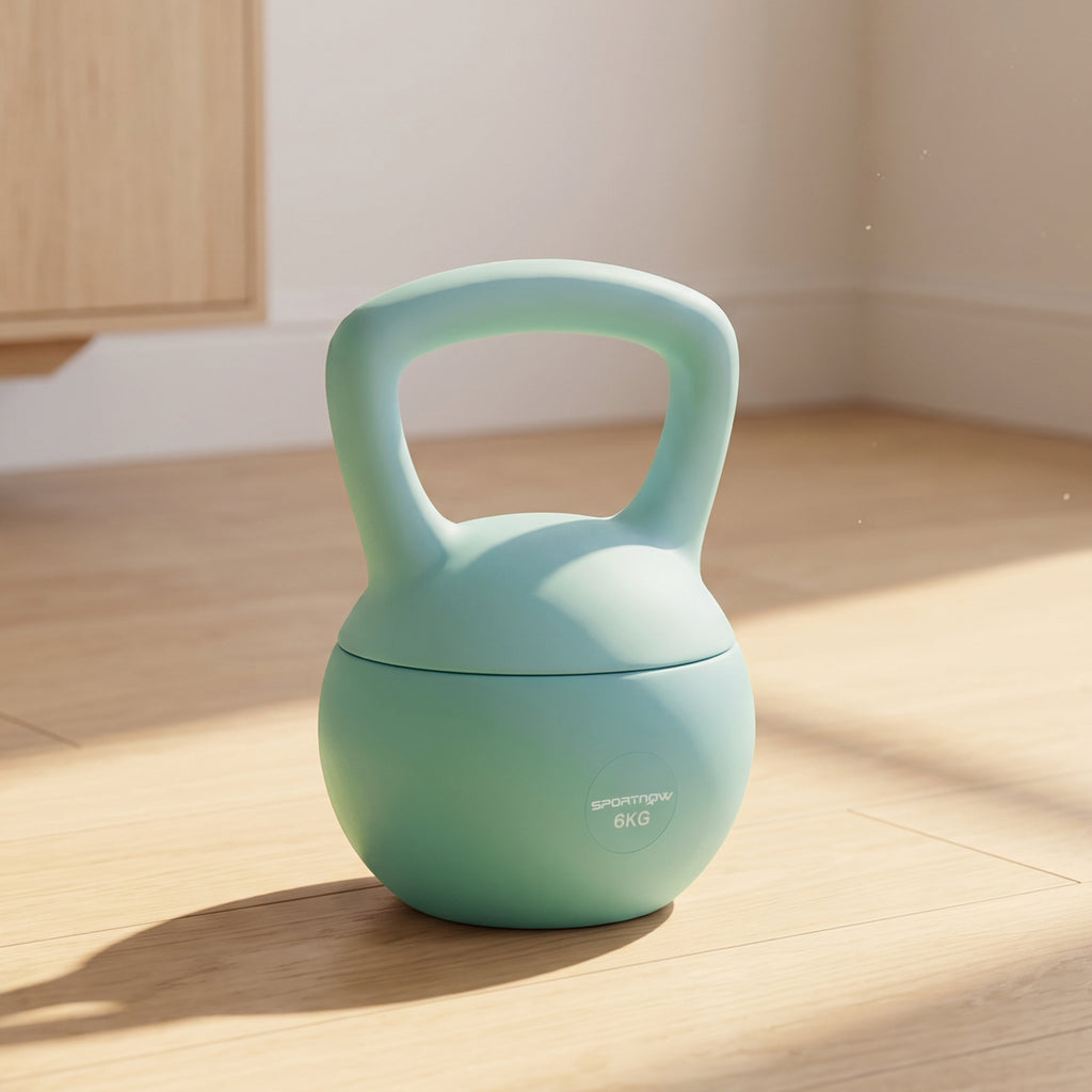 Kettlebell 6 kg haltère avec poignée antidérapante pour fitness musculation cardio, 19 x 19 x 28 cm vert-1