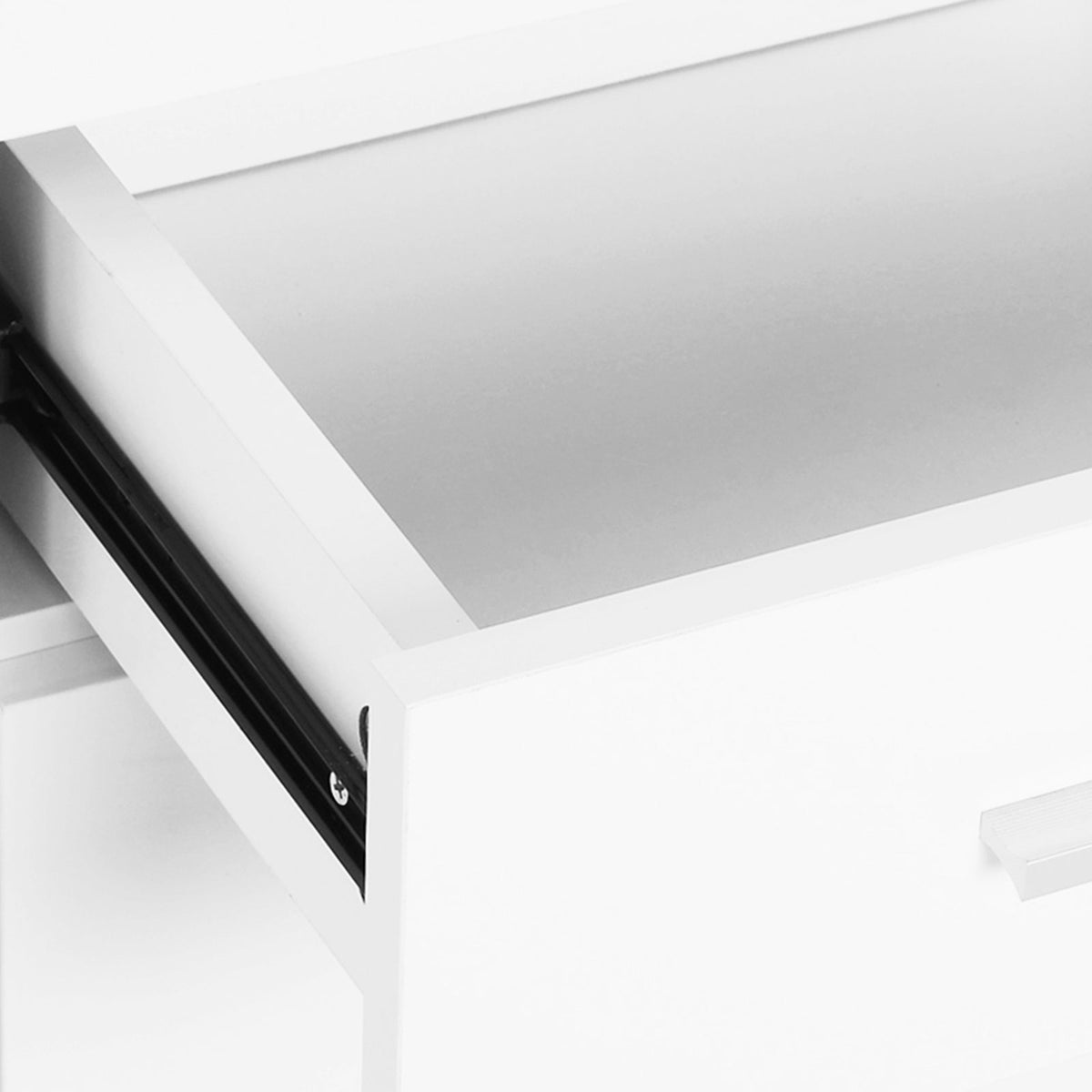 Buffet salon à haut brillance, meuble de rangement avec 2 tiroirs, 3 portes et étagère réglable, style contemporain, buffet salle à manger et cuisine, 106 x 35 x 76 cm, blanc-7