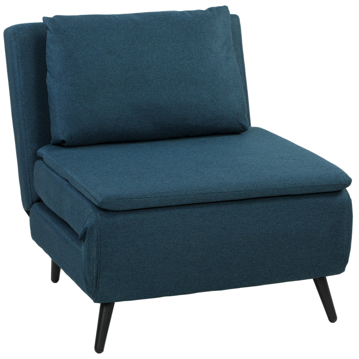 Fauteuil Convertible 1 Place, Fauteuil-Lit Clic-Clac 3 en 1 avec Dossier Réglable, Oreiller, Assise Large, Bleu-0