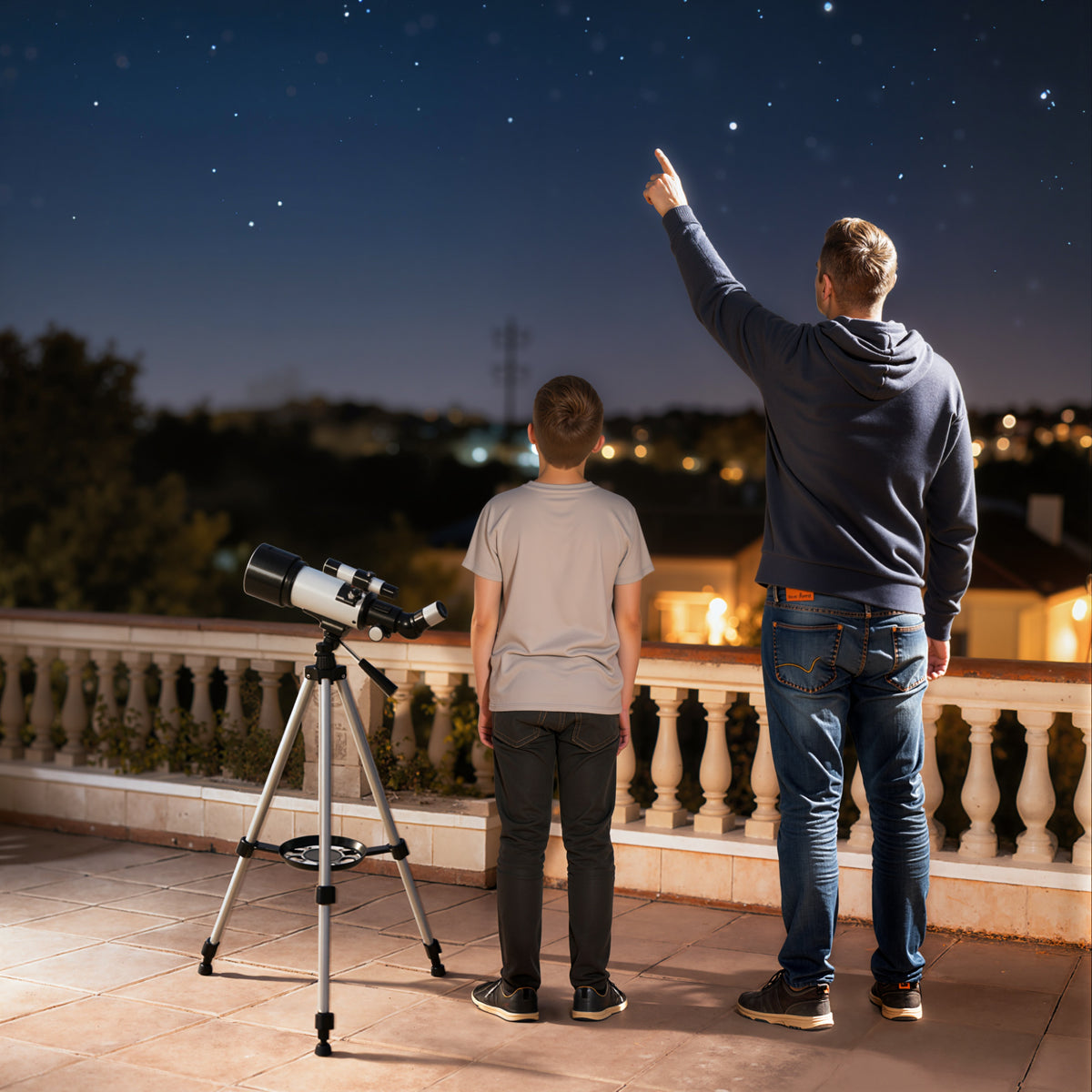 Télescope Astronomique pour Adultes et Débutants 70 mm, 2 Oculaire 40X/16X, Trépied Réglable, 80 x 80 x 135 cm, Blanc-9