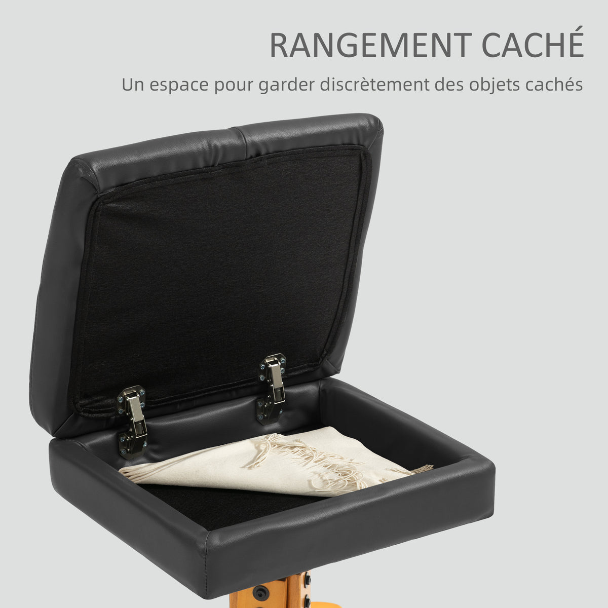 Fauteuil massant avec repose-pied, dossier inclinable jusqu'à 135°, coffre de rangement, télécommande-5