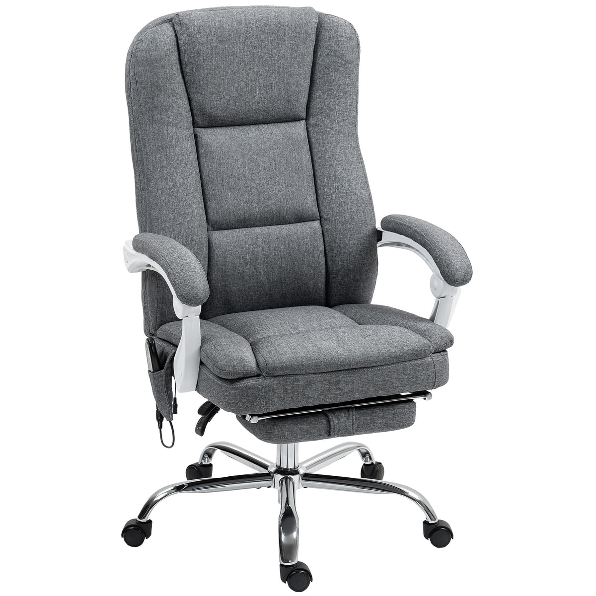 Fauteuil de bureau massant et chauffant chaise de bureau avec hauteur réglable dossier inclinable 66x60x113-121cm gris-0