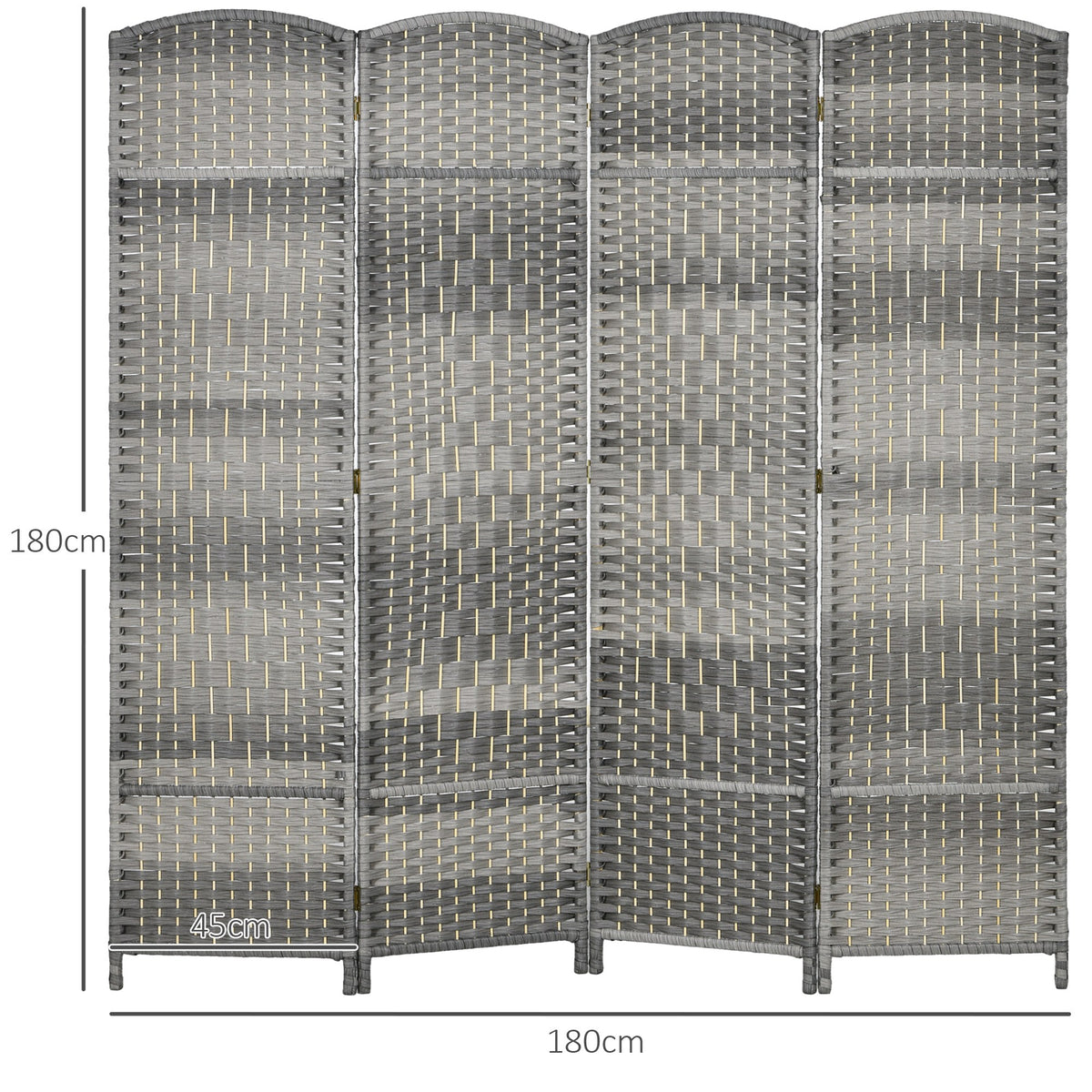 Paravent intérieur en bois 4 panneaux séparateur de pièce pliable pour salon chambre 180 x 180 cm gris mélangé-2