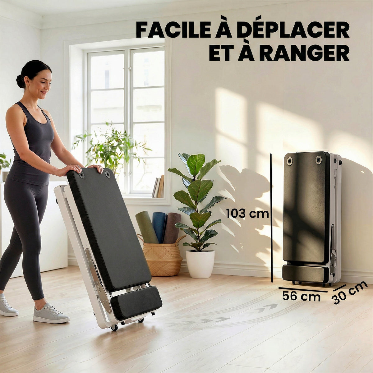 Machine Reformer Pilates Pliable Système Hybride 4 Ressorts & 5 Cordes Silencieux Acier 195 x 56 x 88 cm Blanc-8