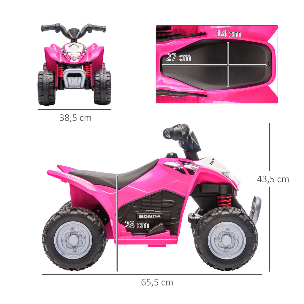 Quad électrique enfant 6 V, vitesse de 2,8 km/h, phares LED, klaxon, poignée et selle ergonomique, rose-2