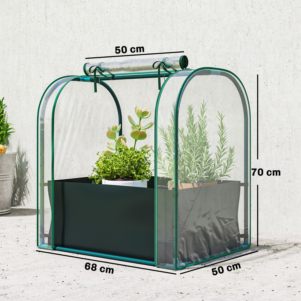 Mini Serre avec Sac de Plantation, Serre Portable avec porte enroulable, 68 x 50 x 70 cm, Vert Foncé-2