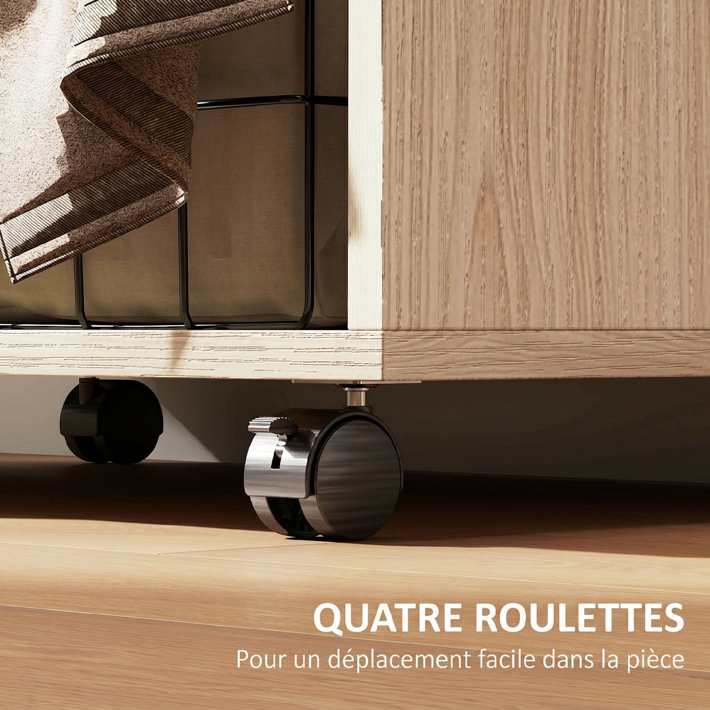 Armoire penderie armoire de rangement mobile avec rideau, tringle de suspension, 60 x 40 x 128 cm, effet bois naturel-5