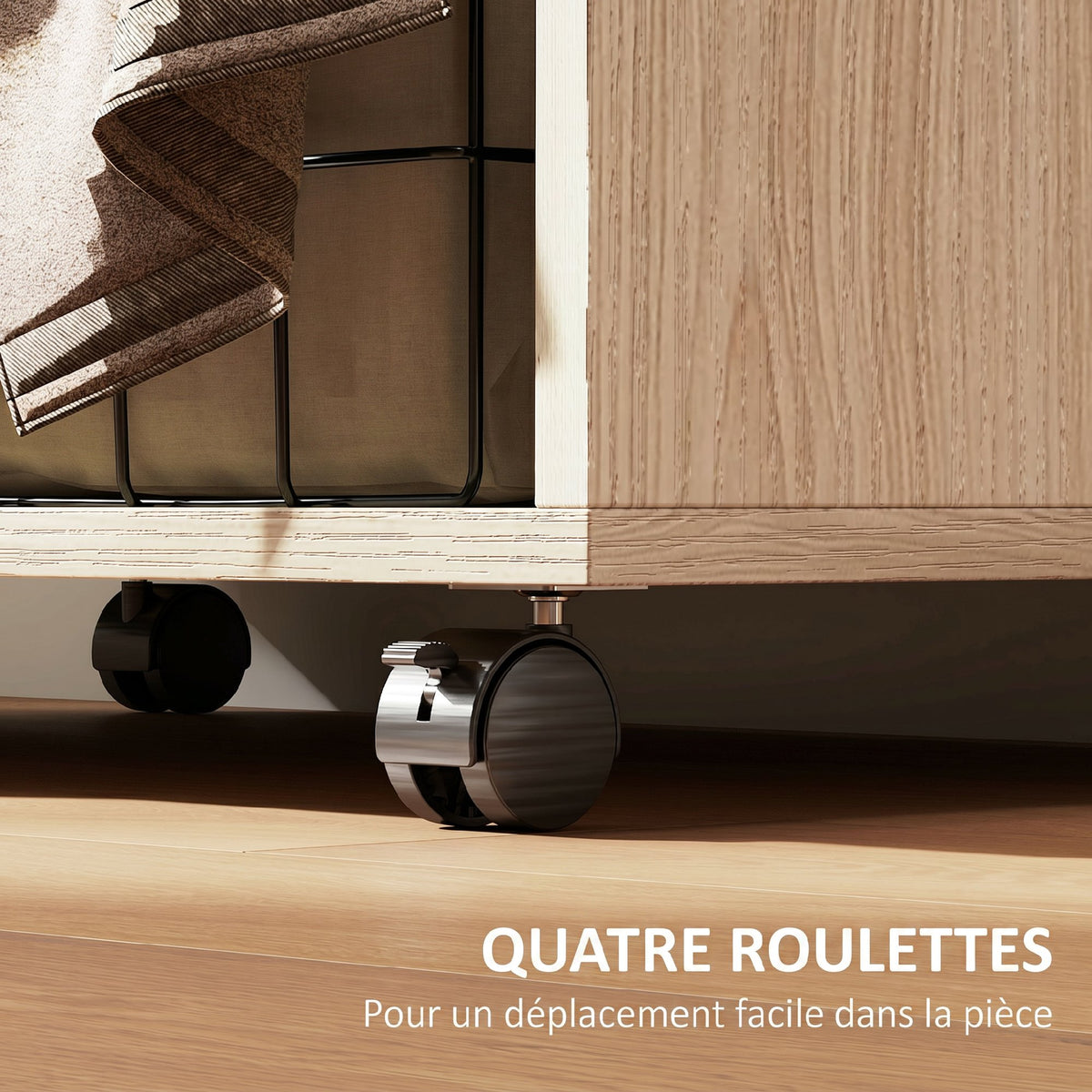 Armoire penderie armoire de rangement mobile avec rideau, tringle de suspension, 60 x 40 x 128 cm, effet bois naturel-5