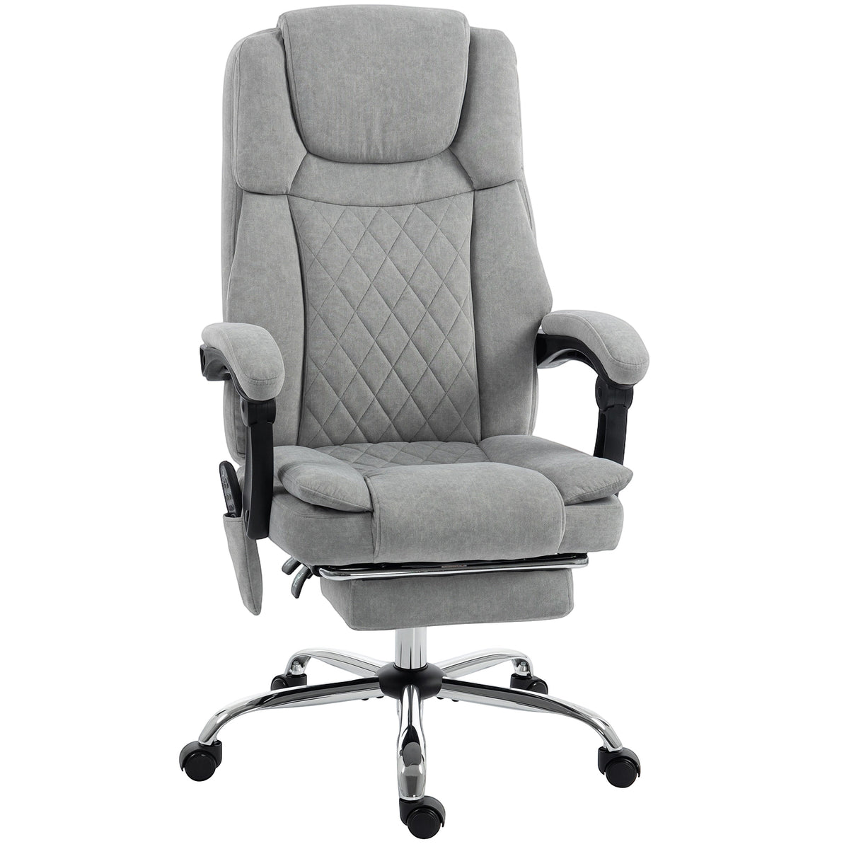 Fauteuil Bureau Massant Vibrant et Chauffant, Chaise Bureau Ergonomique en Velours Imprimé, Dossier Inclinable, Gris-0
