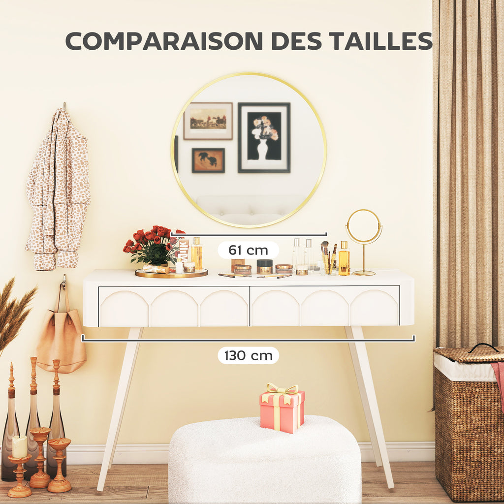 Miroir mural rond Ø 61 cm, cadre en alliage d'aluminium, pour salle de bain, chambre, salon, couloir, doré-6