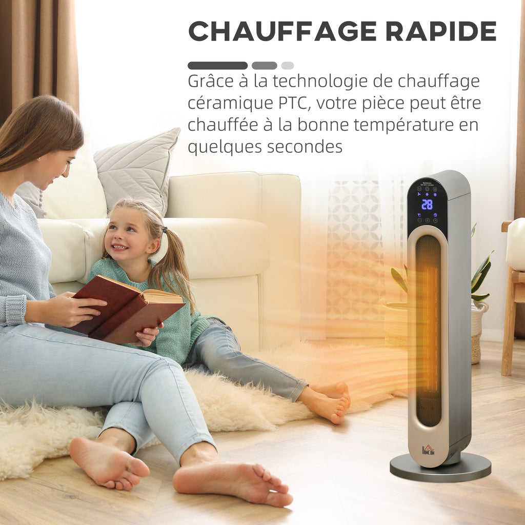 Chauffage soufflant oscillant 1100/2200 W - mini radiateur céramique PTC - télécommande incluse - chauffage d'appoint noir-4