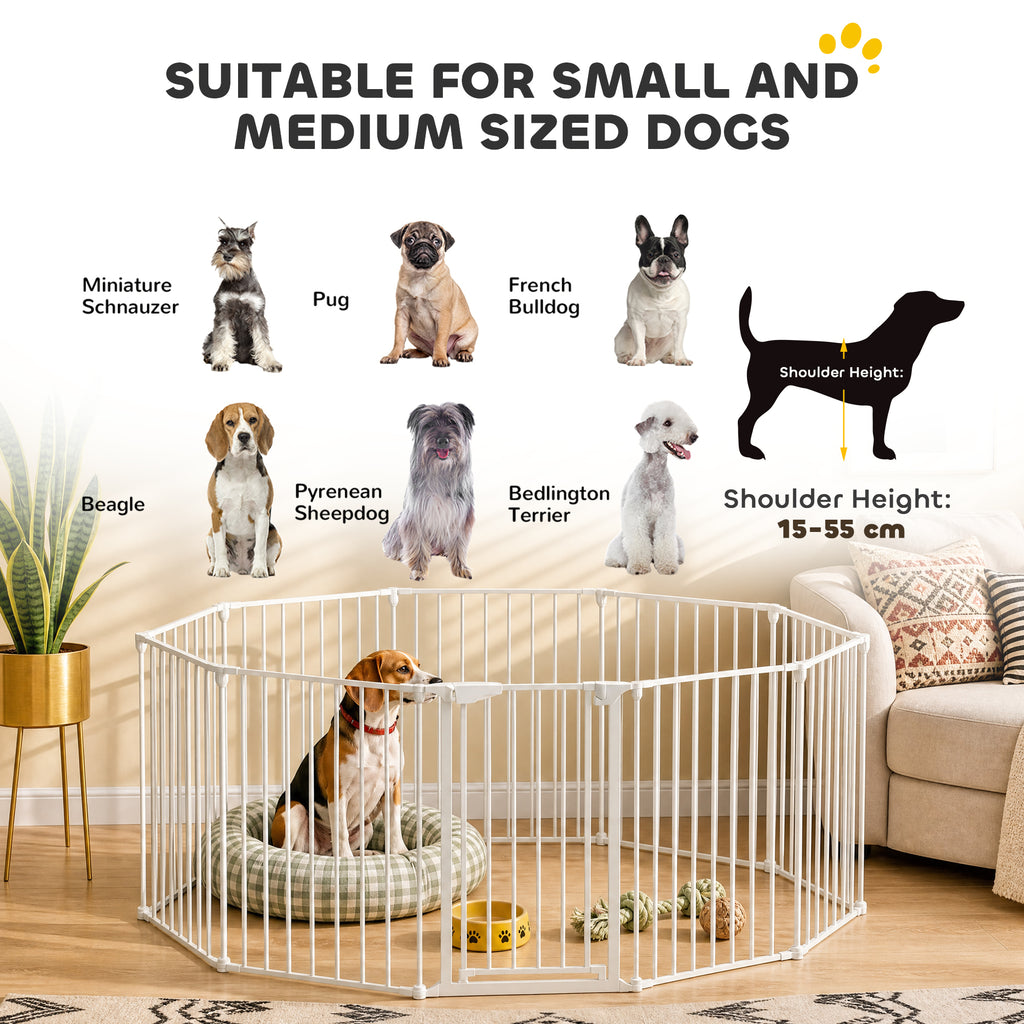 Barrière de sécurité en métal parc enclos pliable et modulable pour chien et enfant 10 panneaux 61 x 75 cm blanc-8