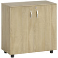 Armoire de bureau à 2 niveaux, meuble de rangement bureau avec 2 portes, serrures et clés, 80x40x80cm, chêne-0