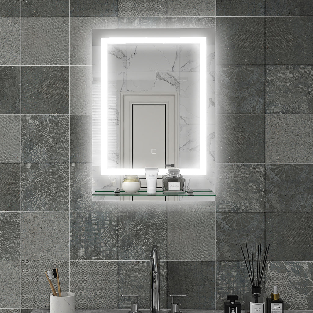 Miroir rectangulaire mural lumineux LED de salle de bain 70 x 50 cm-1