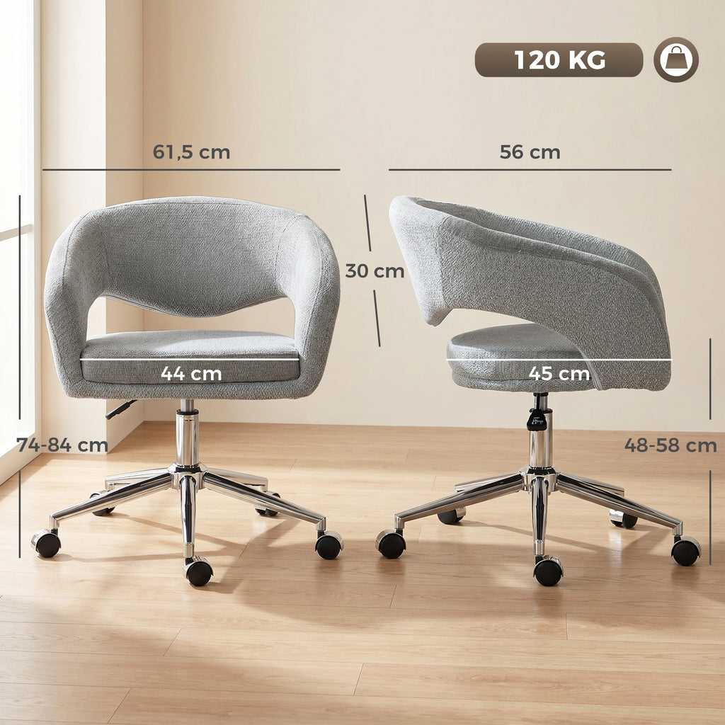 Chaise Bureau Ergonomique, Fauteuil de Bureau en Chenille avec Hauteur Réglable, Dossier Incurvé, Gris-2