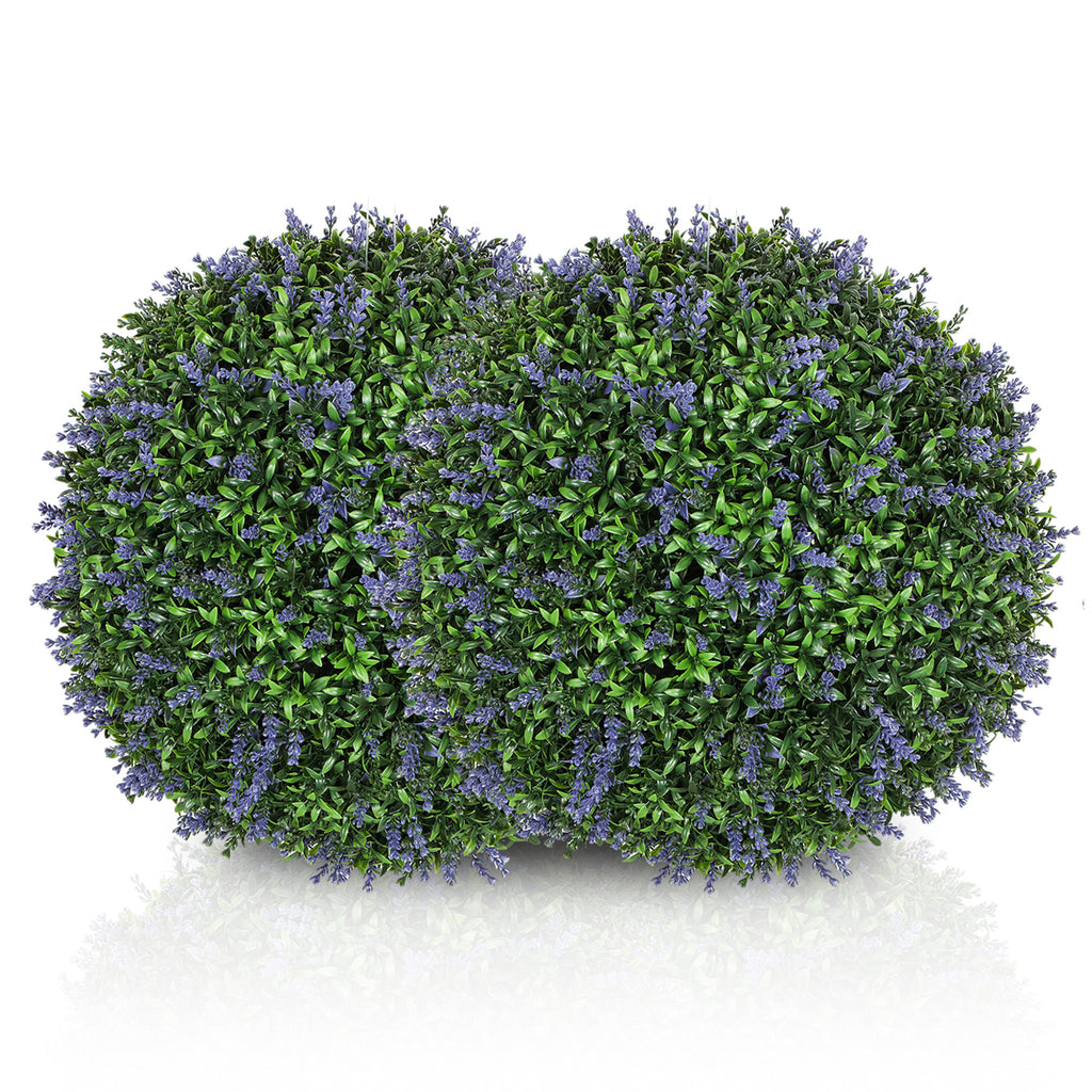 Lot de 2 boules topiaires artificielles, fausses plantes décoratives résistantes aux UV, Ø 42 cm, violet et vert-0