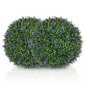 Lot de 2 boules topiaires artificielles, fausses plantes décoratives résistantes aux UV, Ø 42 cm, violet et vert-0