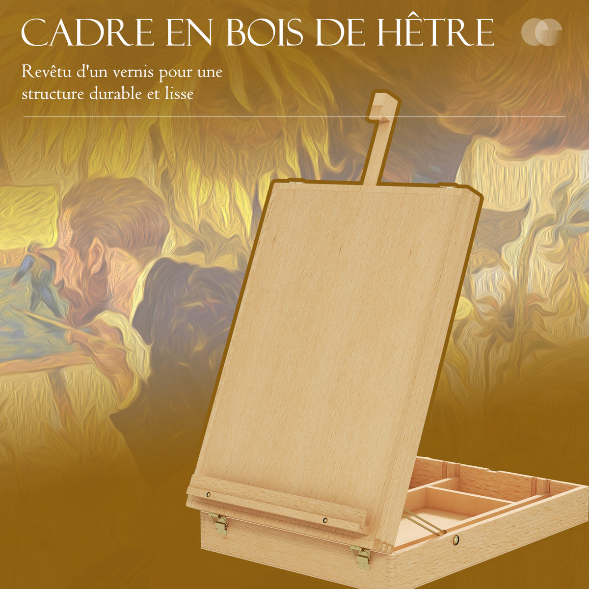 Chevalet de table en bois pour toile jusqu'à 61 cm bois de hêtre planche à dessin pliante bois naturel-3