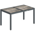 Table de jardin pour 4 à 6 personnes, table à manger extérieure avec plateau à effet bois, 140 x 80 x 72 cm, gris foncé-0