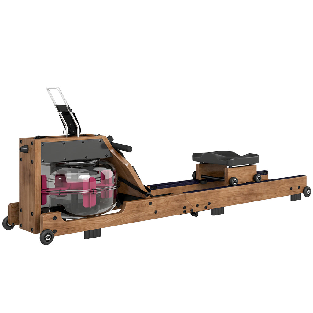 Rameur à Eau Rameur Appartement Pliable Double Rail Capacité 158kg Connexion Bluetooth 182x42x67cm Chêne-0