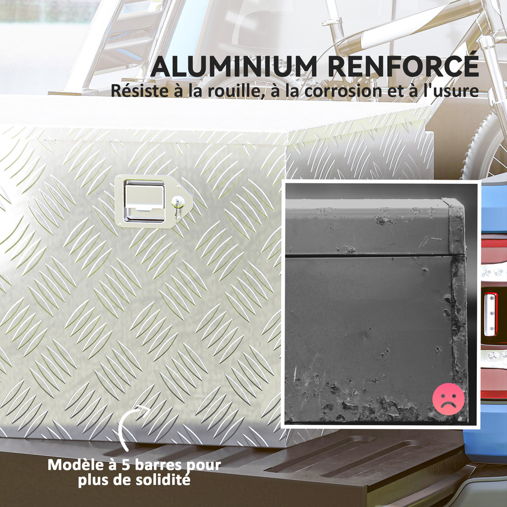 Boîte à outils pour remorque boîte de rangement en aluminium verrouillable en forme trapézoïdal 73,7 x 41 x 46 cm argent-3