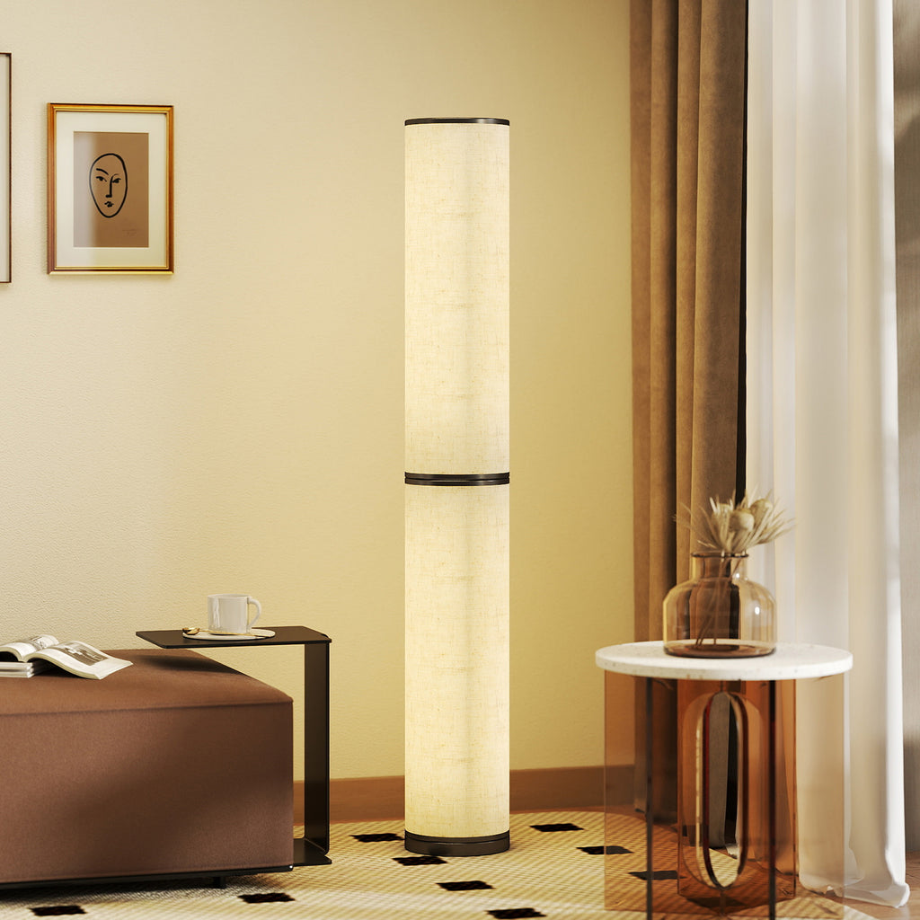 Lampadaire LED, lampadaire sur pied salon à intensité variable, télécommande magnétique, Ø 20 x 135 cm, beige-1