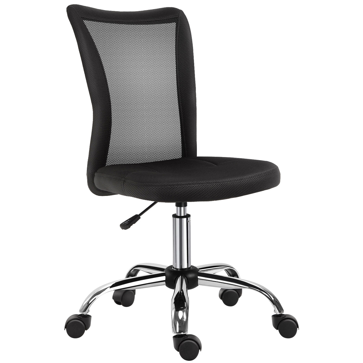 Chaise de Bureau Ergonomique, Fauteuil de Bureau, Hauteur Réglable, Piètement Chromé Noir-0