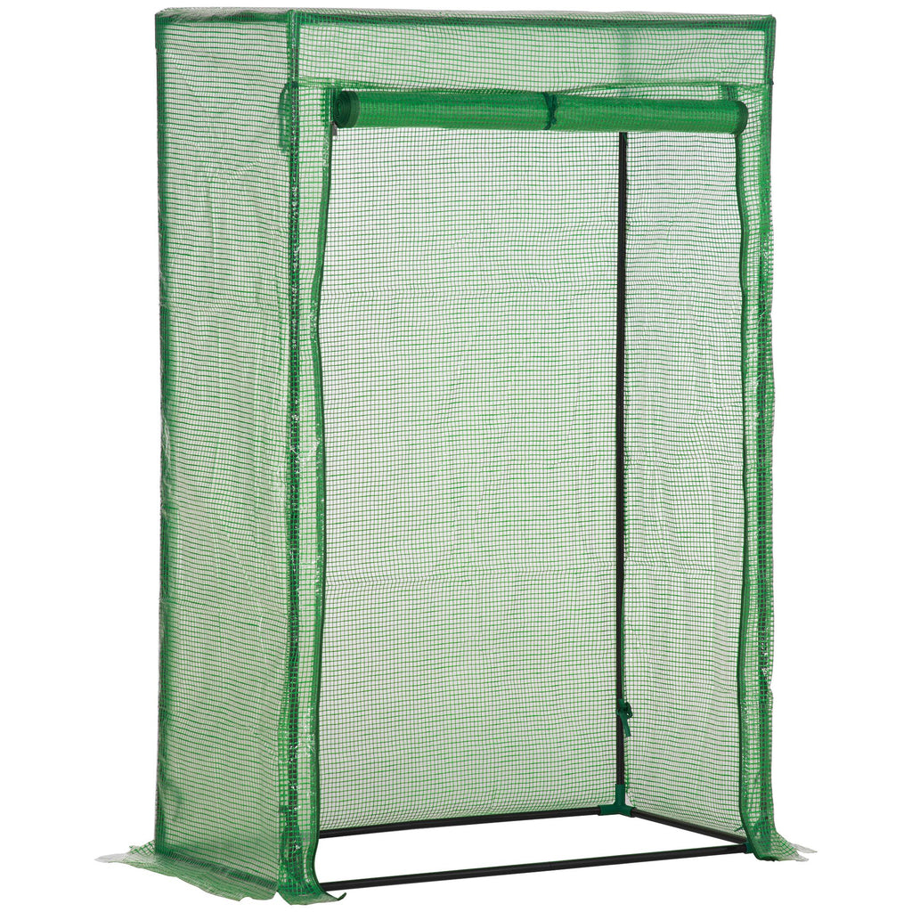 Serre de jardin, serre de balcon, bâche renforcée PE, châssis en acier, porte zippée enroulable, pour légumes plantes fleurs en toutes saisons intérieur et extérieur, 100 x 50 x 150 cm vert-0
