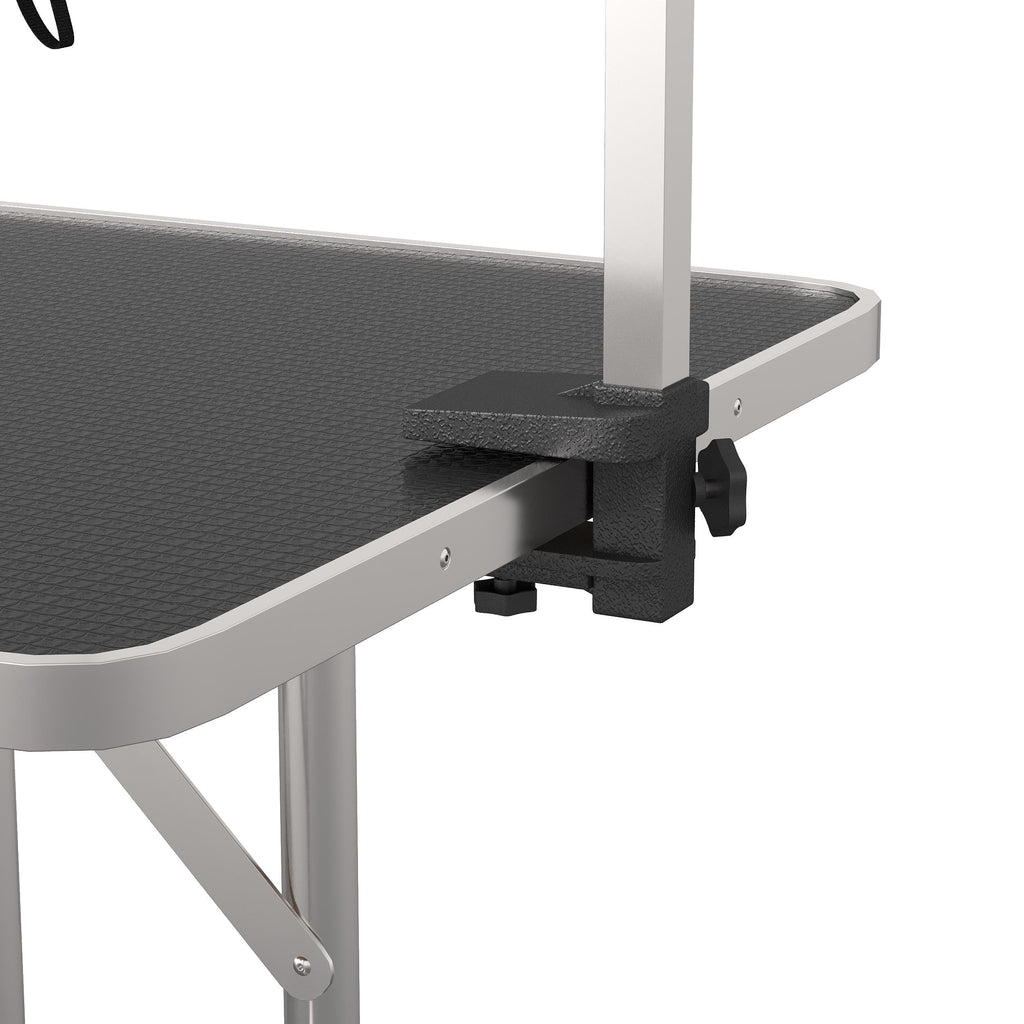 Table de toilettage pour chien pliante potence H-forme inox réglable 2 sangles panier 107 x 60 x 164 cm noir-9