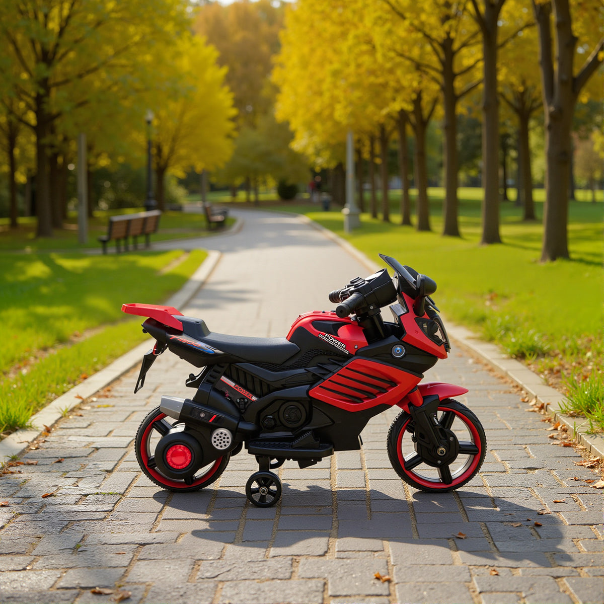 Moto électrique enfants 6 V, voiture électrique enfants avec roues d'entraînement, effets lumineux et sonores, rouge-8
