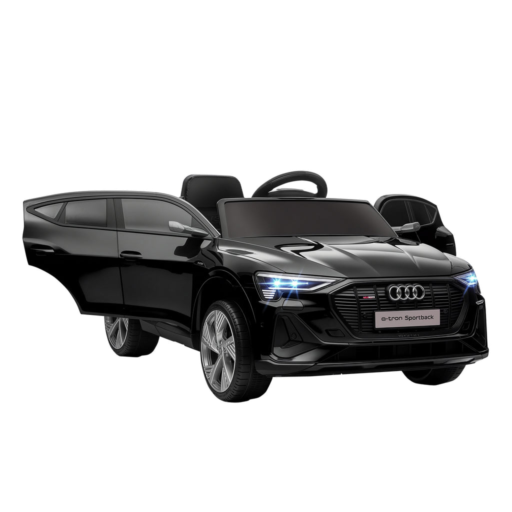 Voiture électrique enfants sous Licence Audi e-tron Sportback, véhicule électrique 12V Max. 5 Km/h avec télécommande 2,4G, phares LED, musique, klaxon, port USB, MP3, noir-0